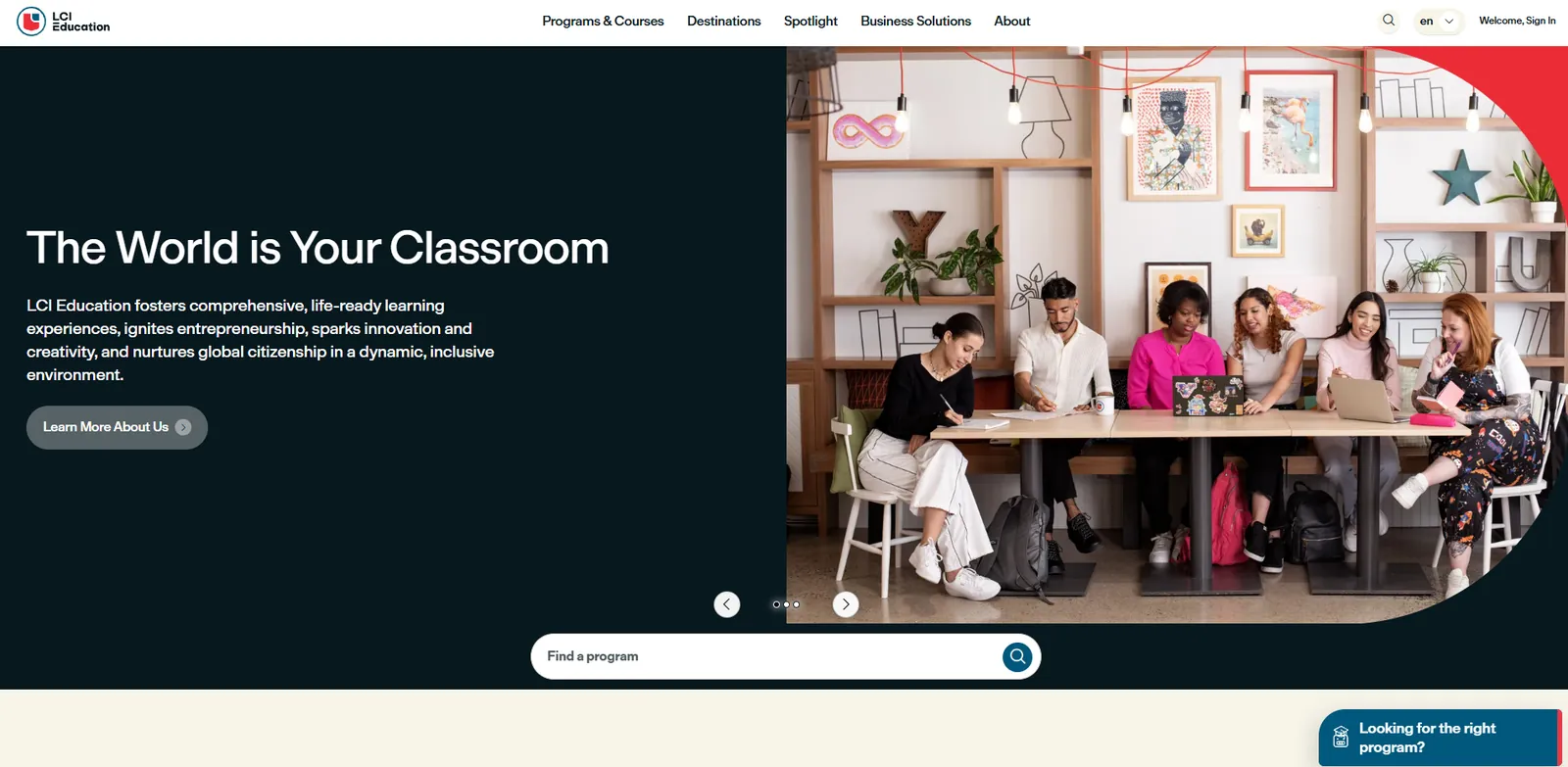 Home page of the lcieducation.com website